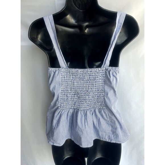 Susy's Kloset Striped Babydoll Corset Top Size M Blue Zip Nautical Pinup Retro - Picture 5 of 10